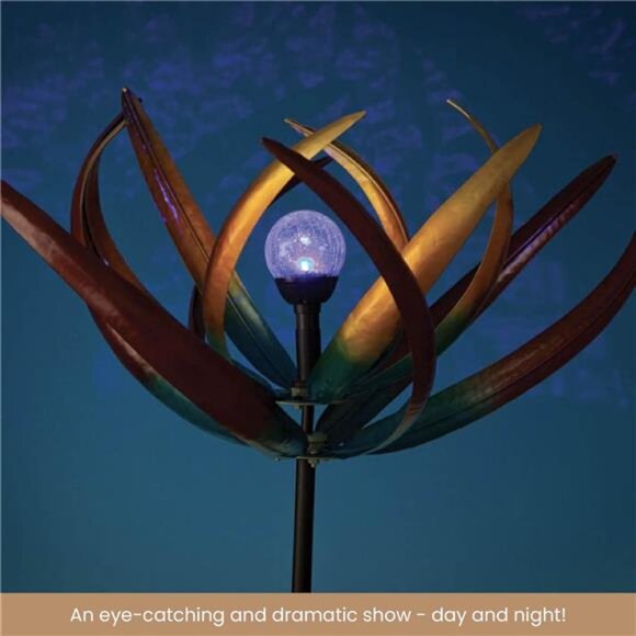 Bits and Pieces - 74" Multi-Color Tulip Wind Spinner - Yard Decorations - Solar - Picture 4 of 7